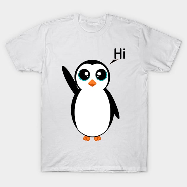 Hi Penguin T-Shirt by Geoji 